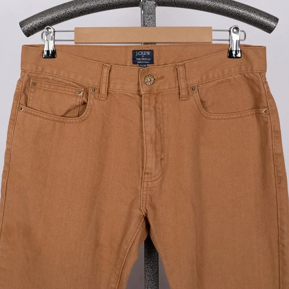 J CREW Men's The Driggs Tan Camel Jeans 32 x 34 Casual Preppy Classic Denim Pant